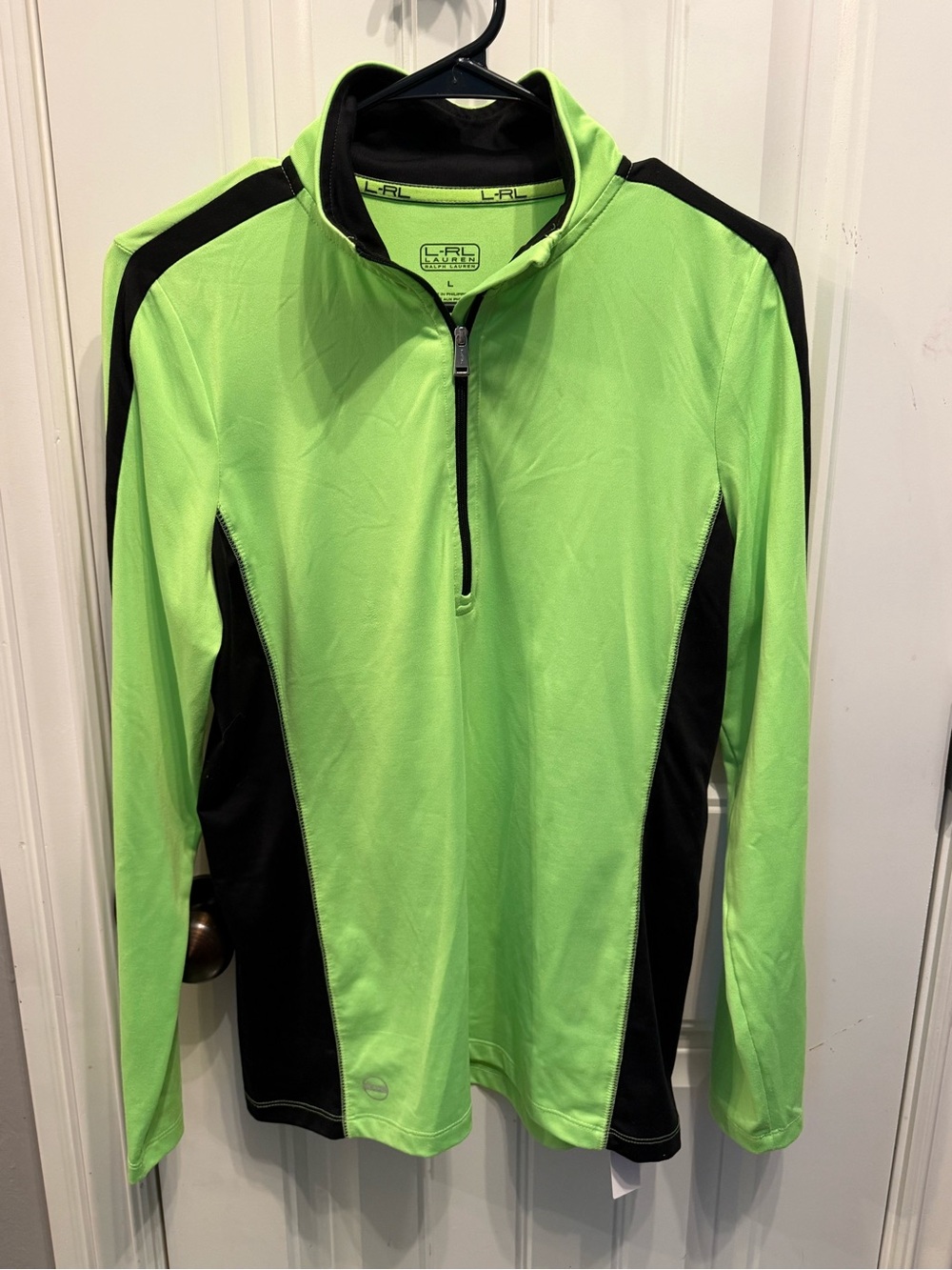 Ralph Lauren Neon Green & Black Half-Zip Athletic Pullover
